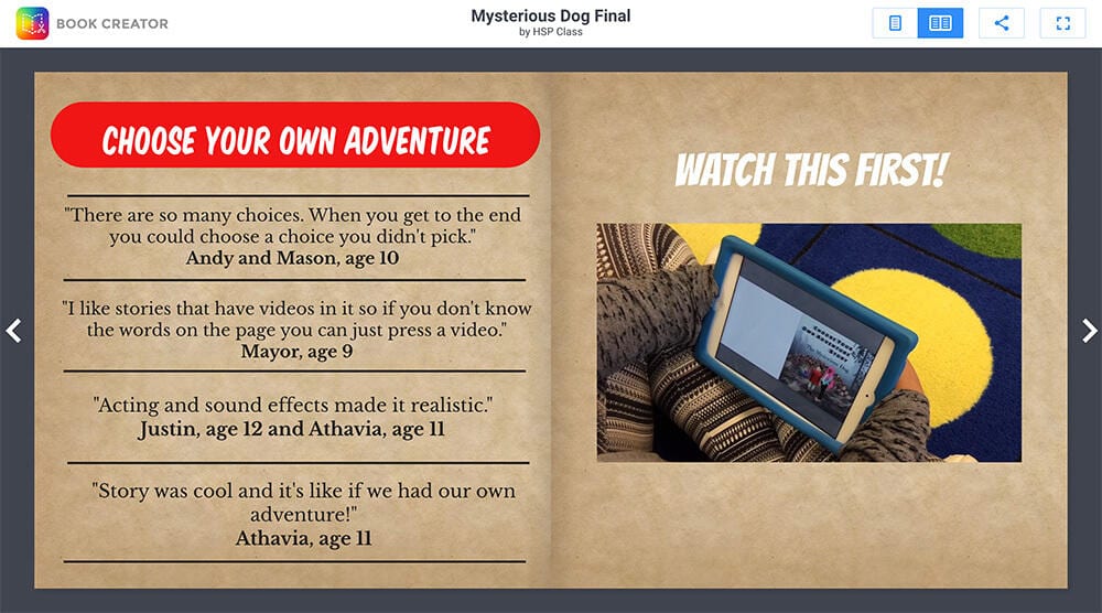 Book Creator for Creating Choose Your Own Adventure Books