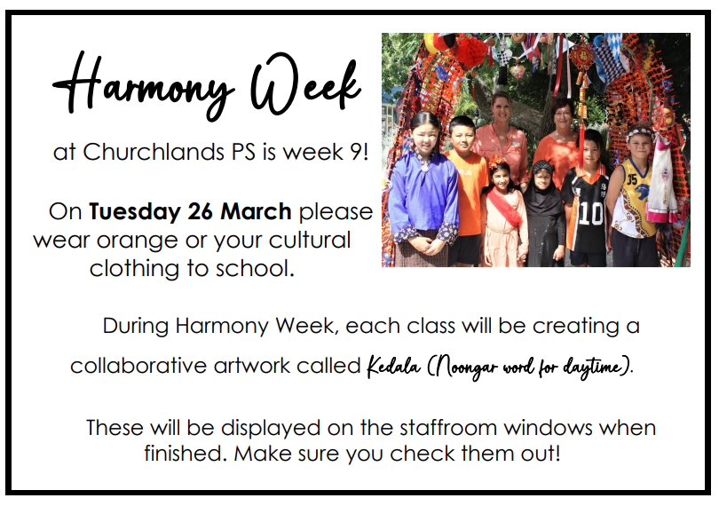 Harmony Week 25th – 28th March