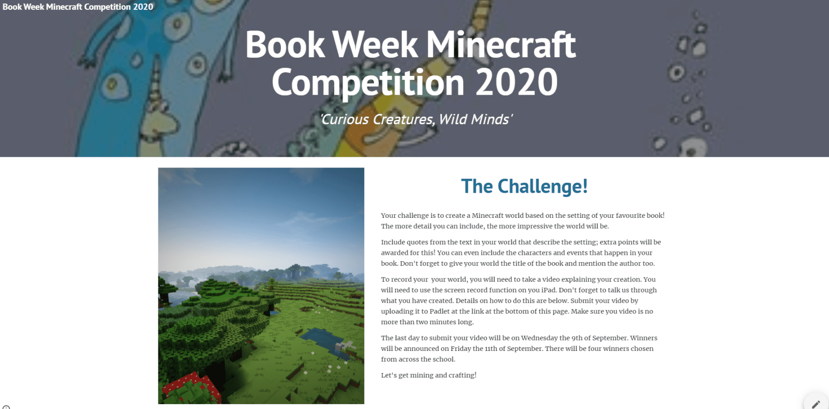 Book Week Minecraft Competition 2020